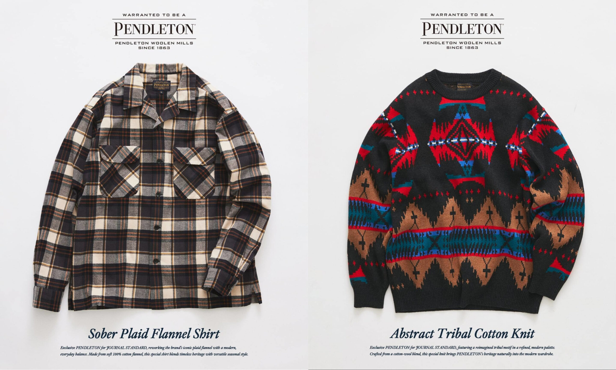 JOURNAL STANDARD relume × PENDLETON 26FW『チェックフランネルシャツ & アブストラクト トライバルニット』の先行予約が開始