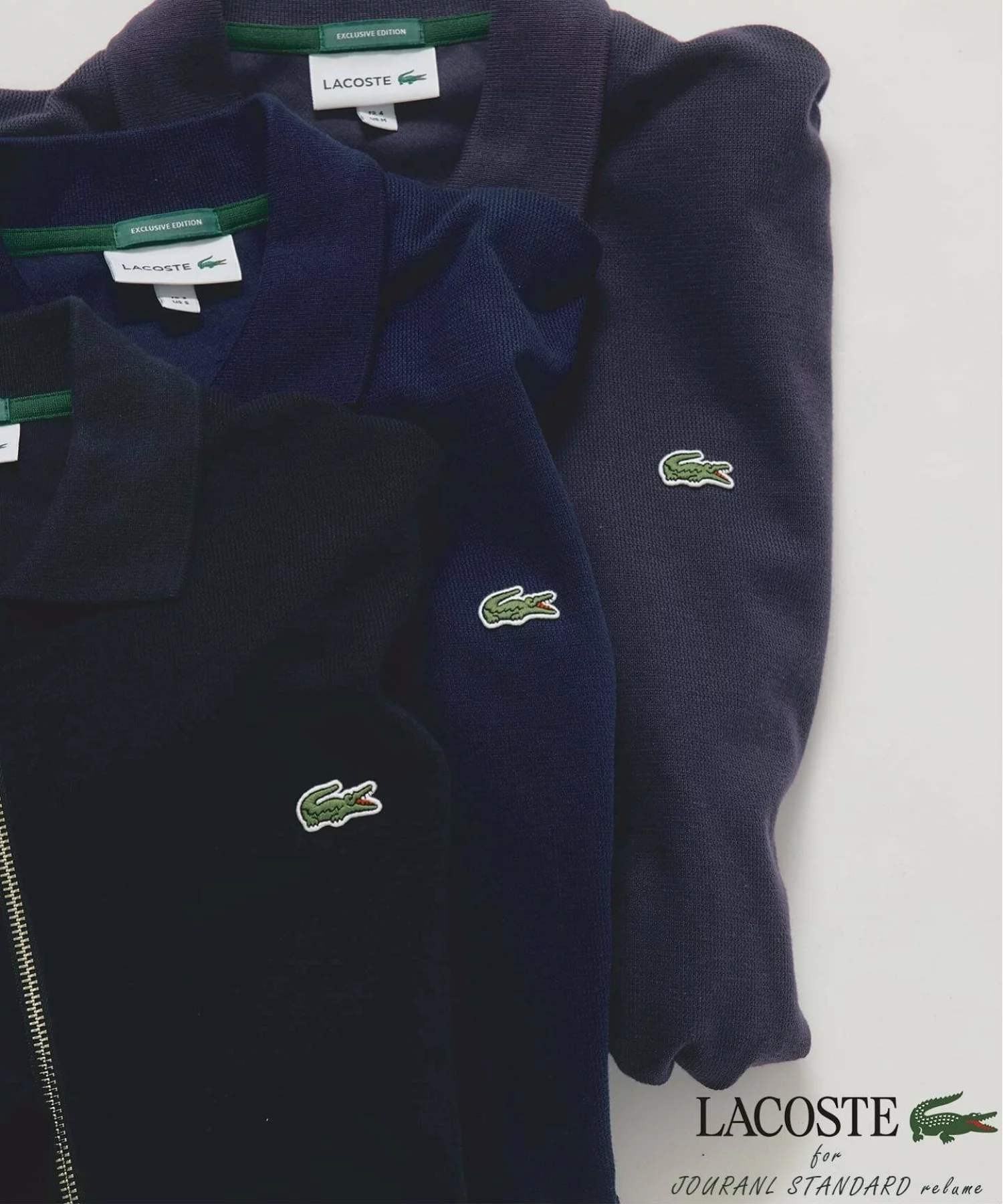 JOURNAL STANDARD relume × LACOSTE 26FW『クルーネック カットソー & フルジップ カーディガン』の先行予約が開始