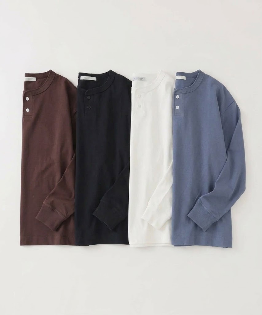 JOURNAL STANDARD 26FW『シルケット 2ボタン ヘンリー ネック ロンT』が発売