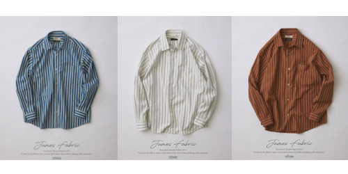 JOURNAL STANDARD relume × JAMES FABRIC 26FW『ピーチ ストライプシャツ』のオンライン先行予約が開始