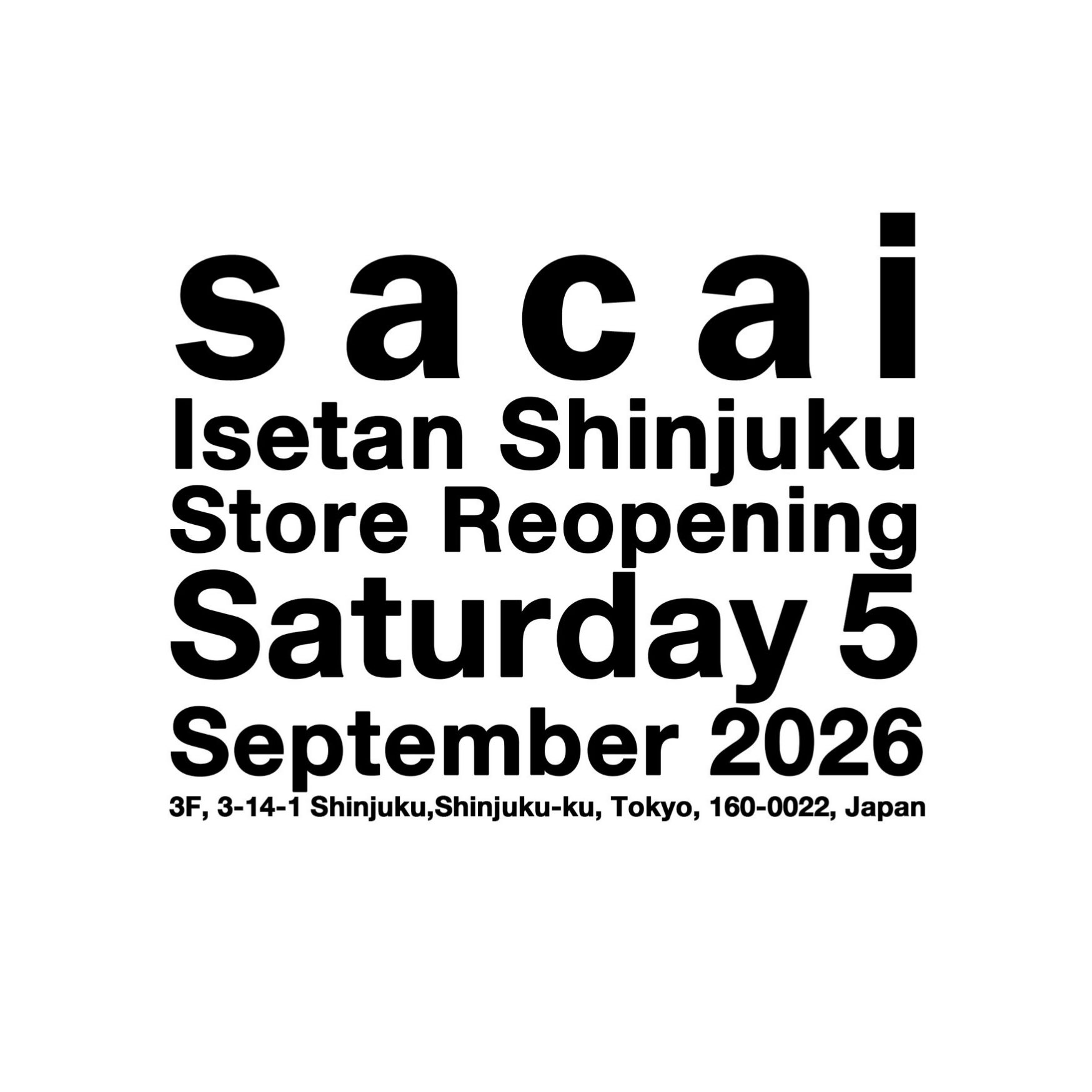 sacai 伊勢丹新宿店 のリロケーションオープン記念アイテムが登場