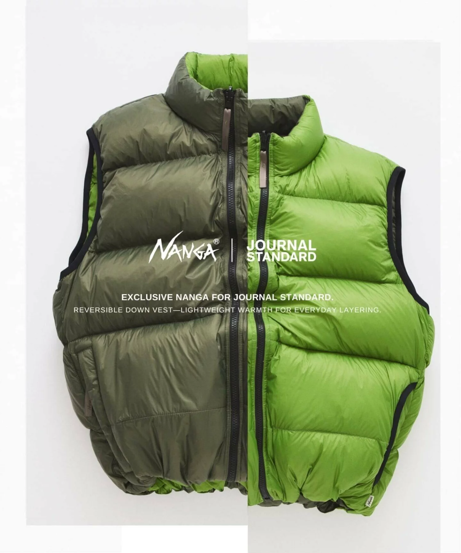 JOURNAL STANDARD × NANGA 26FW『リバーシブル ダウンベスト』の先行予約が開始