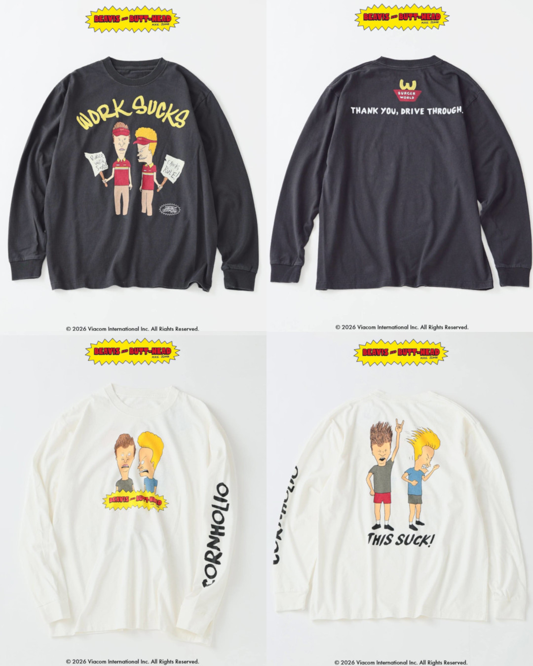 JOURNAL STANDARD × BEAVIS AND BUTT-HEAD 26FW『ロングスリーブTシャツ』のオンライン販売が発売