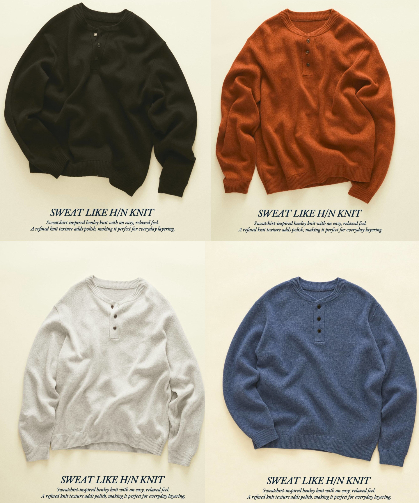 JOURNAL STANDARD 26FW『スウェット ライク ヘンリーネック ニット』のオンライン先行予約が開始