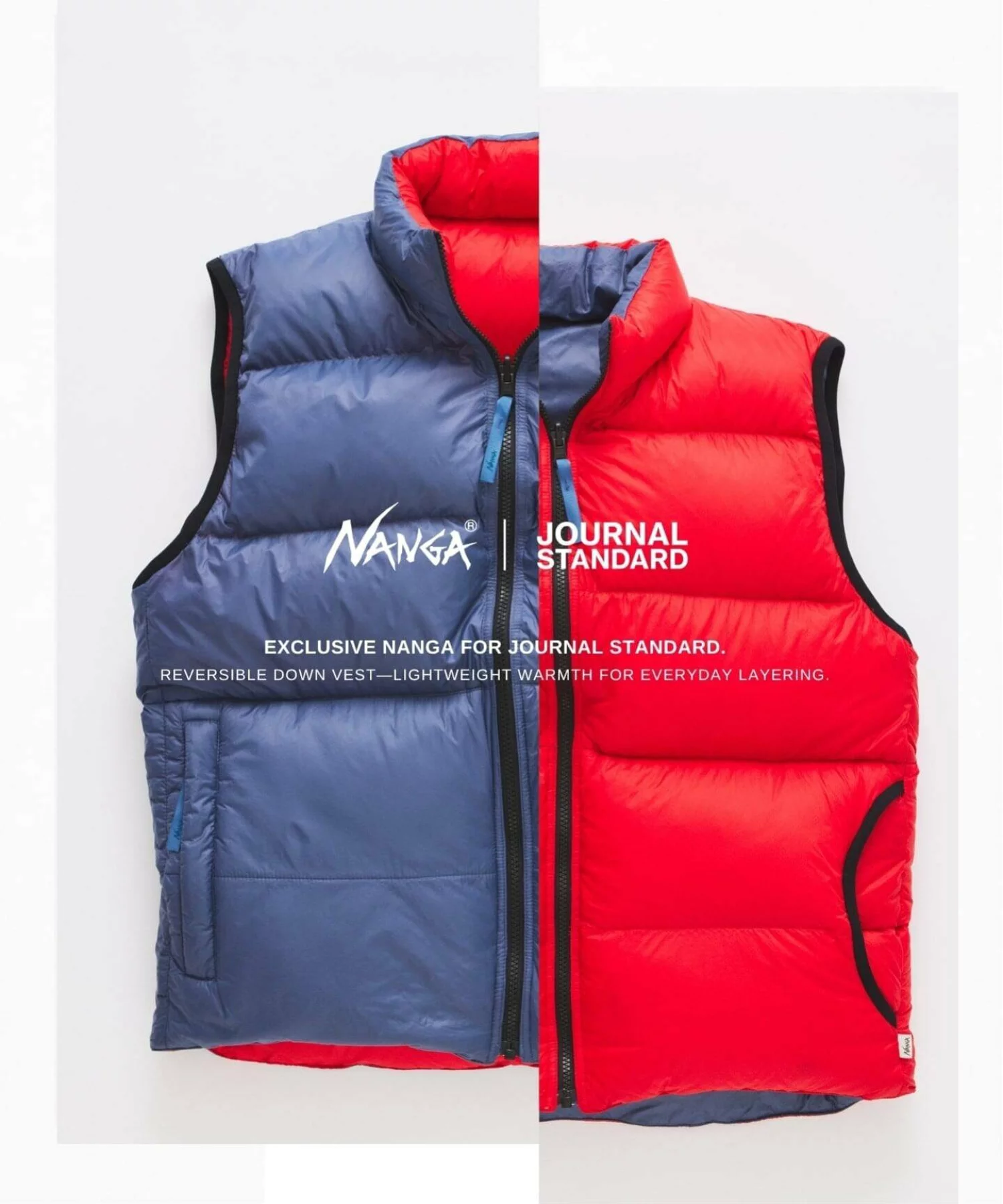 JOURNAL STANDARD × NANGA 26FW『リバーシブル ダウンベスト』の先行予約が開始