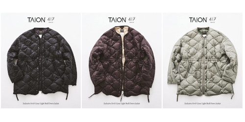 417 ÉDIFICE × TAION 26FW『M65 ライナーライト シェル ダウンジャケット』のオンライン先行予約が開始