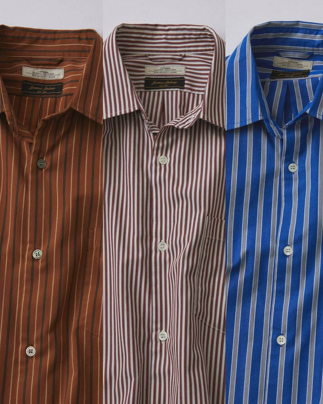 JOURNAL STANDARD relume × JAMES FABRIC 26FW『ピーチ ストライプシャツ』のオンライン先行予約が開始