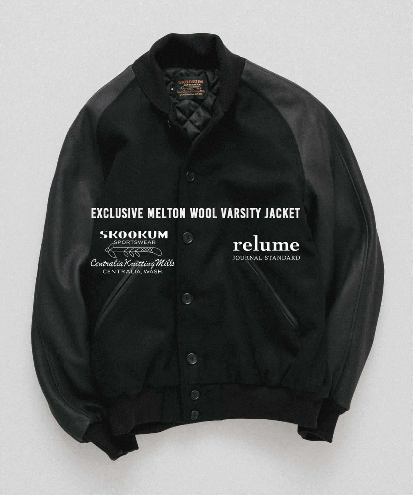 JOURNAL STANDARD relume × SKOOKUM 26FW『メルトン×レザー アワードジャケット』のオンライン先行予約が開始