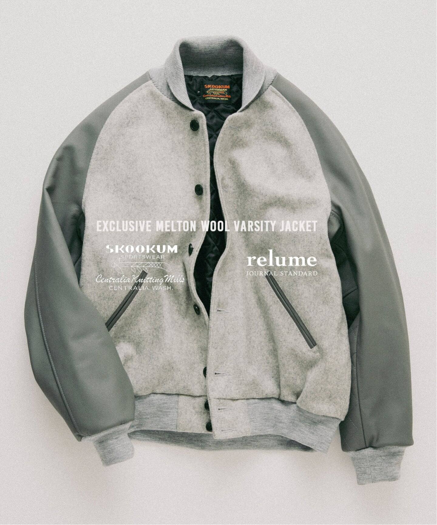 JOURNAL STANDARD relume × SKOOKUM 26FW『メルトン×レザー アワードジャケット』のオンライン先行予約が開始