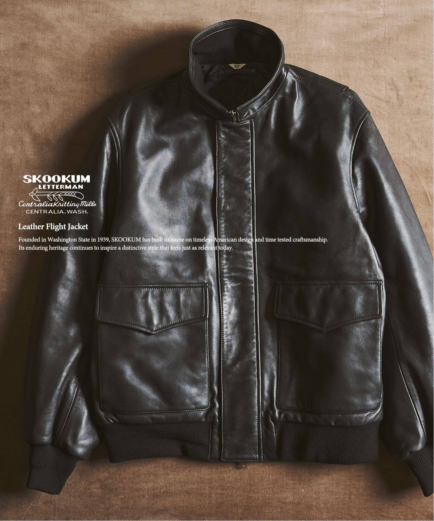 417 EDIFICE × SKOOKUM 26FW『レザーフライトジャケット』がオンライン発売開始