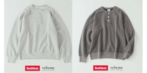 JOURNAL STANDARD relume × Healthknit 26FW『ヴィンテージ ヘンリーネック スウェット』のオンライン先行予約が開始