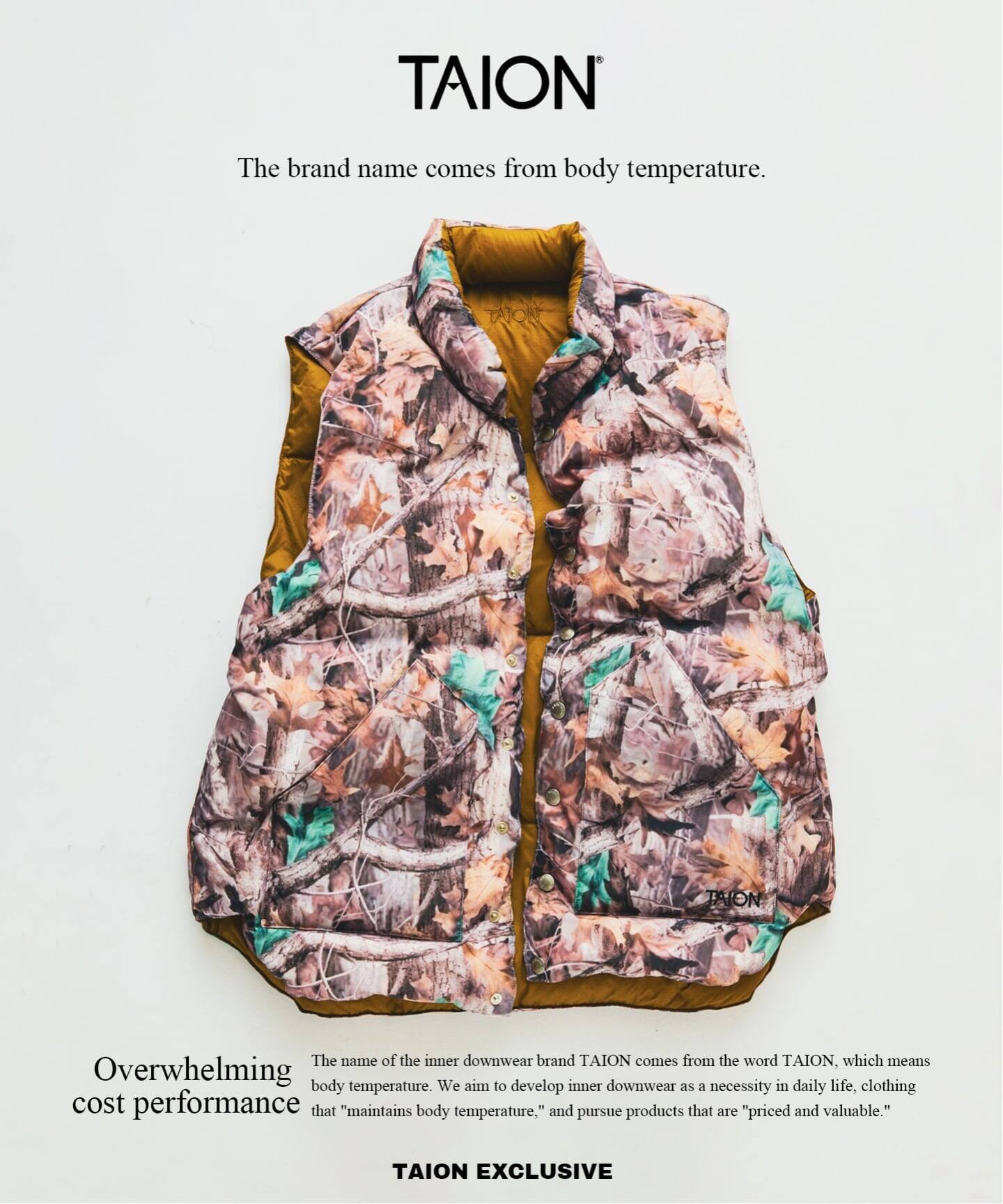 JOURNAL STANDARD relume × TAION 26FW『スタンドカラー リバーシブル ダウンベスト』のオンライン先行予約が開始