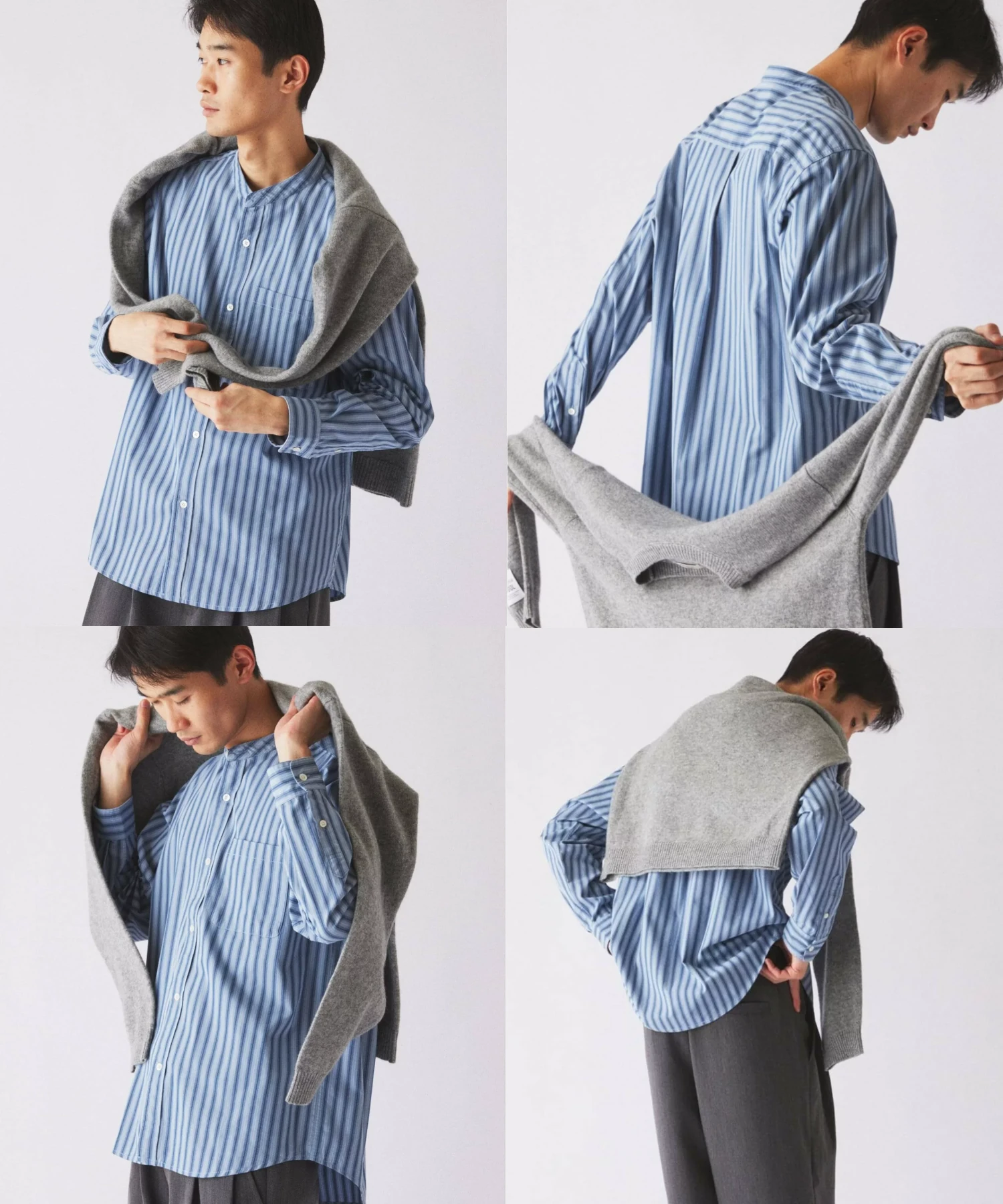 JOURNAL STANDARD relume × JAMES FABRIC 26FW『ピーチ ストライプ バンドカラーシャツ』のオンライン先行予約が開始