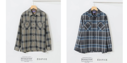 EDIFICE × PENDLETON 26FW『PURE WOOL チェック オープンカラーシャツ』のオンライン先行予約が開始