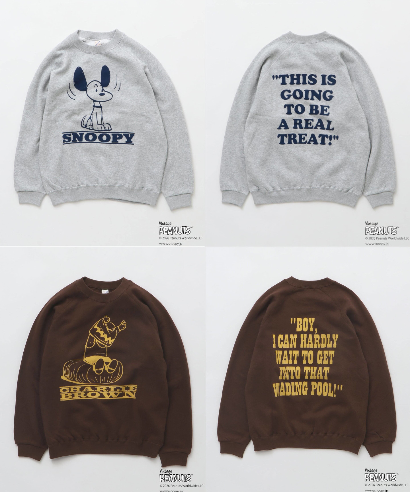 JOURNAL STANDARD relume × PEANUTS 26FW『ヴィンテージ プリントスウェット』のオンライン先行予約が開始